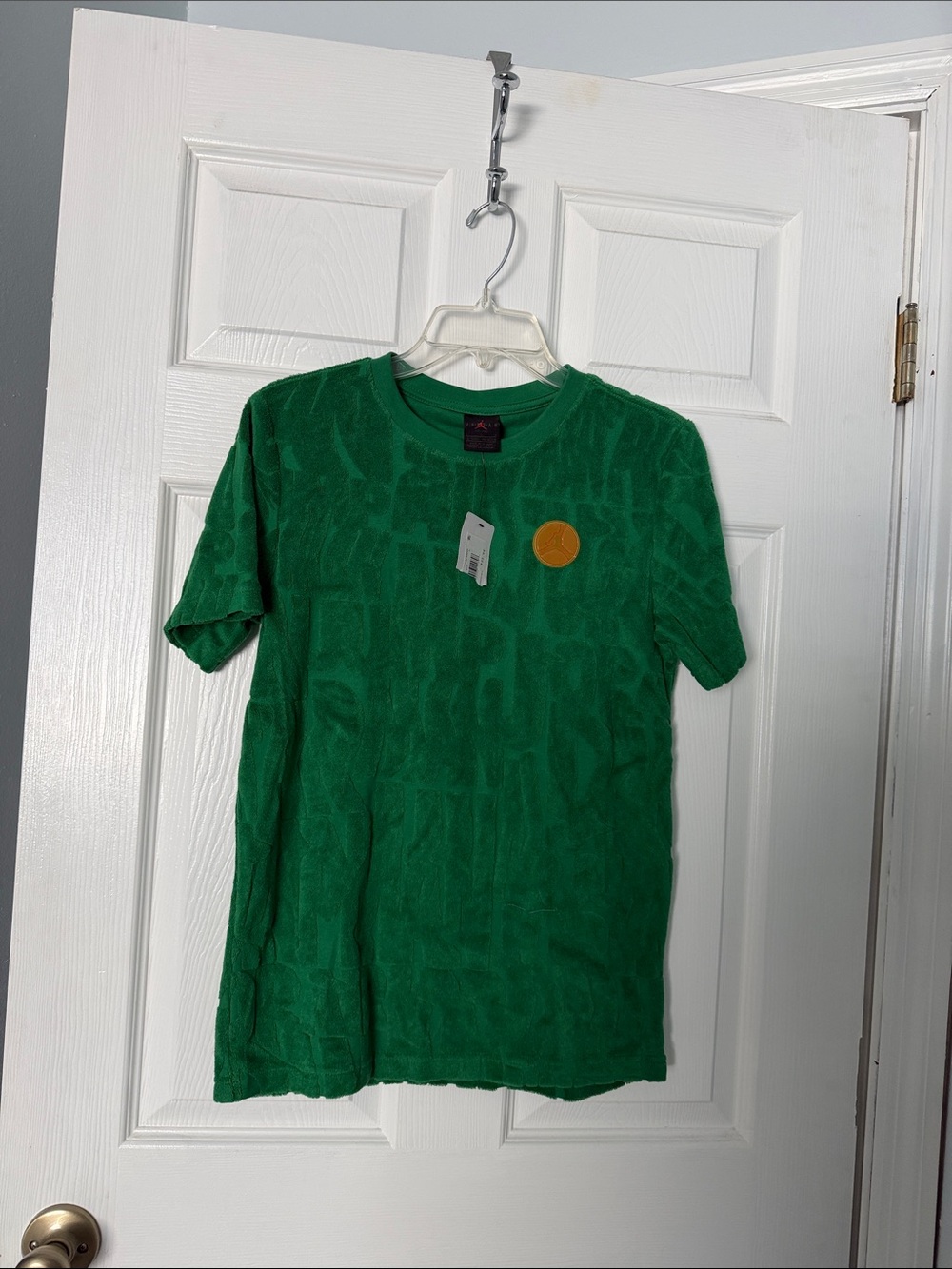 Jordan Green Short Sleeve Tee with Orange Logo Patch